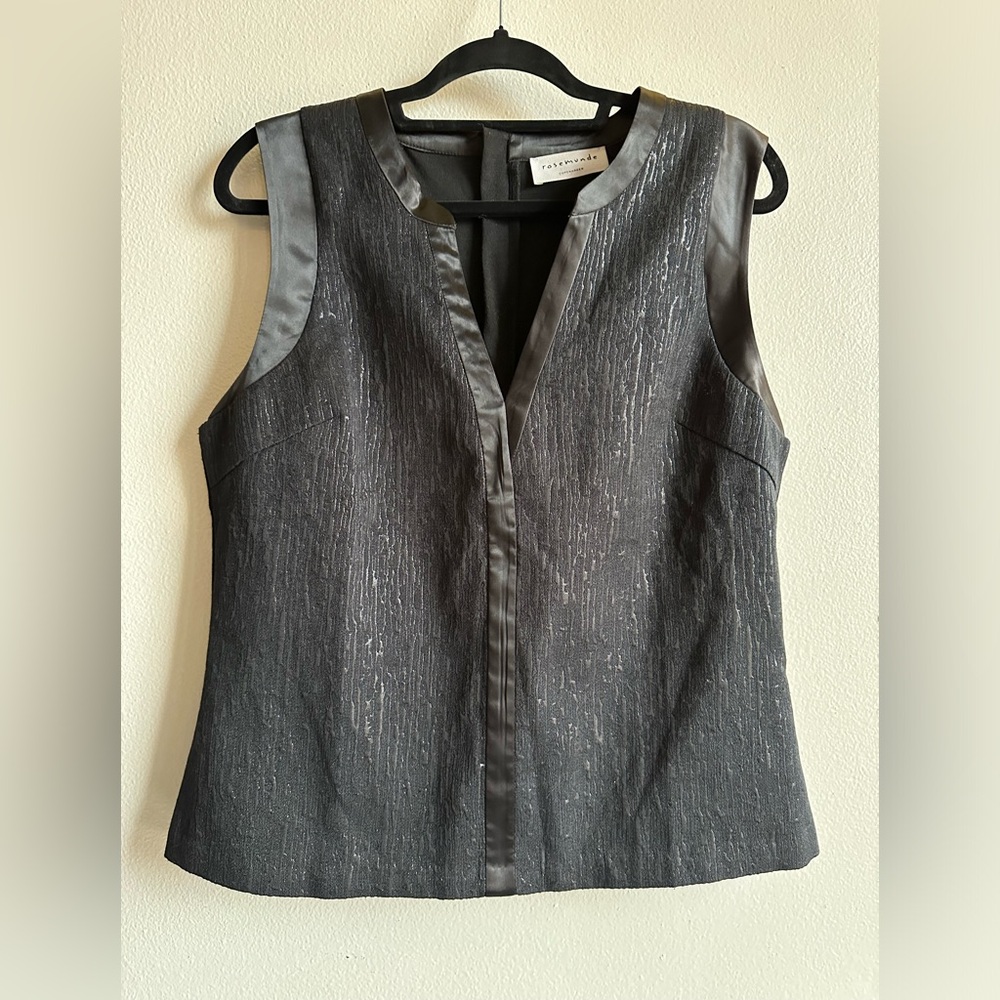 Rosemunde black satin vest size 42 (large) EUC goth witch